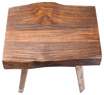 Nordic Style Teak Stool with Curved Seat