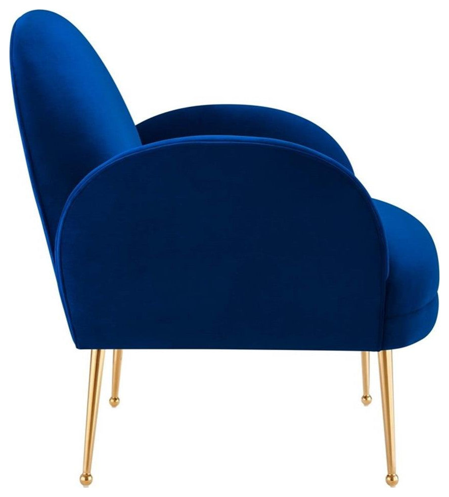 Transcend Performance Velvet Armchair, Navy