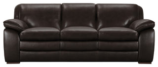 Zanna Modern Hardwood and Dark Brown Leather Sofa