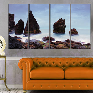 "Sharp Rocky Coastline Raykjanes" Wall Art, 48"x28", 4-Panels