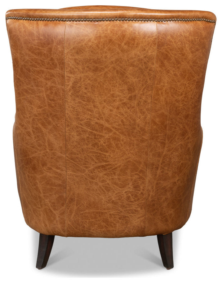 Baker Brown Leather Club Arm Chair