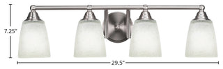 Paramount Bath Bar, Brushed Nickel, 4.5" White Muslin Glass