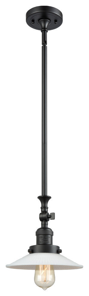 Halophane 1-Light Mini Pendant, Matte Black, Matte White Halophane