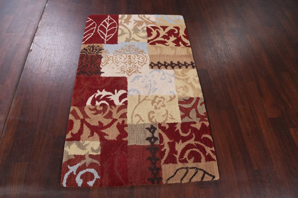 Oushak Hand Tufted Patchwork Oriental Area Rug, Multi, 3x5'