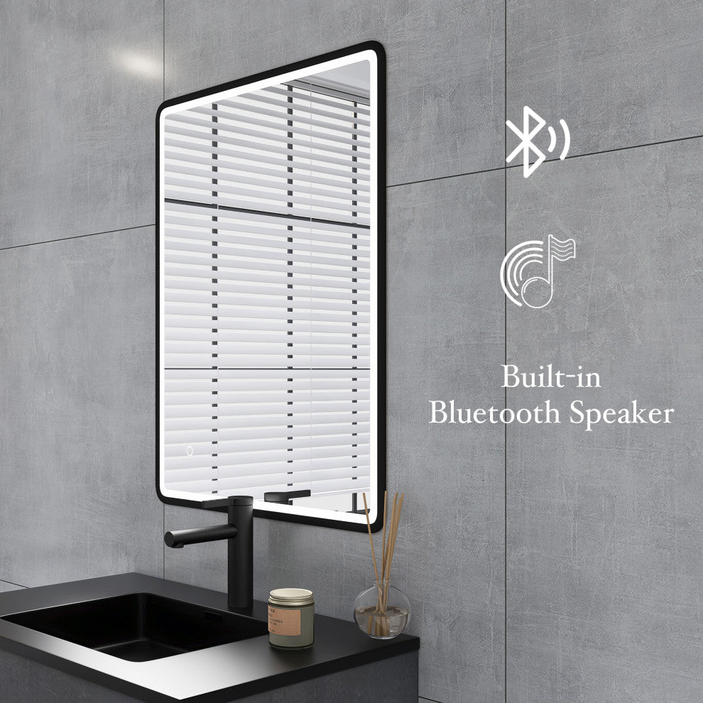 Rectangular Framed Wall-Mount Anti-Fog LED Light Bathroom Vanity Mirror