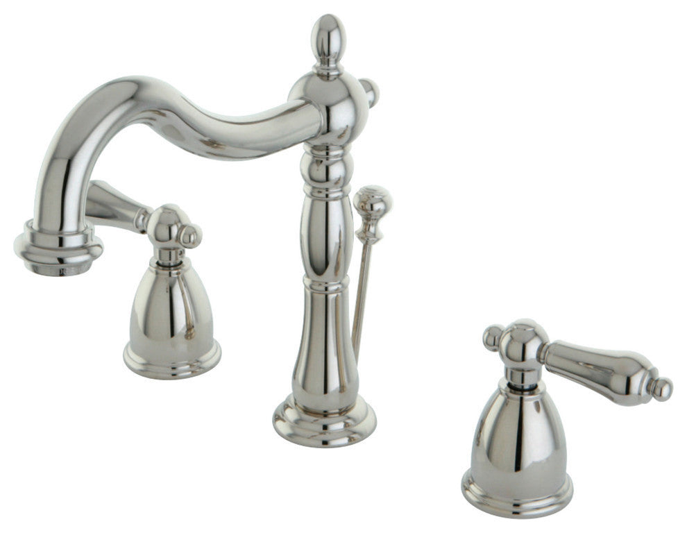 Kingston Brass Widespread Bathroom Faucet With Brass Pop-Up, Polished Nickel