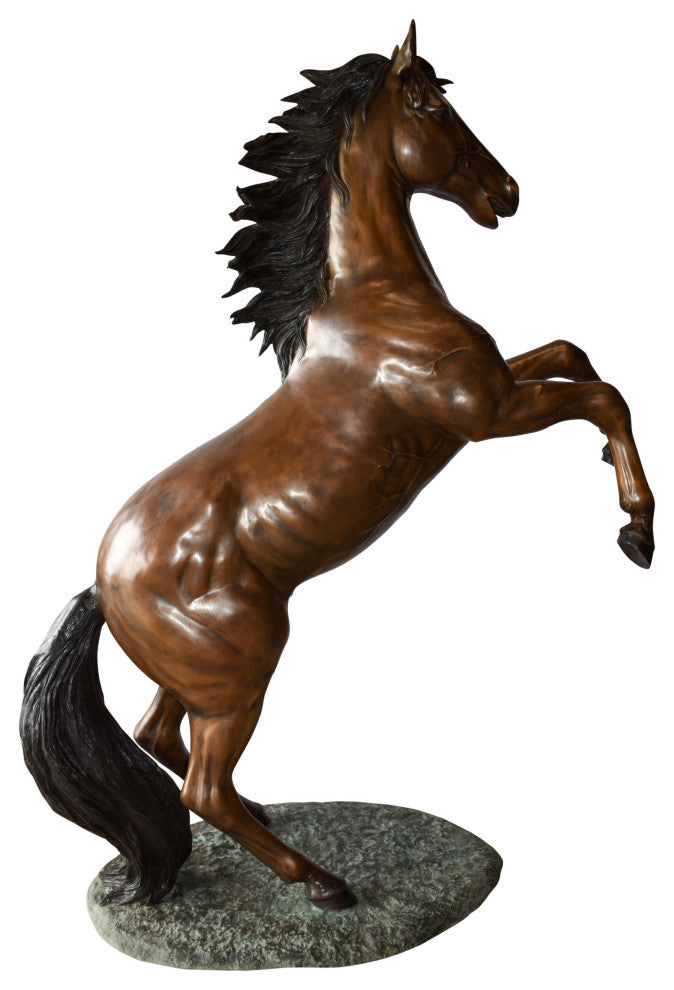 Graceful Life-Sized Horse on Hind Legs Bronze Statue Size: 72" x 34" x 88"H