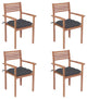 Vidaxl Garden Chairs 4-Piece Set With Anthracite Cushions Solid Teak Wood