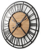 Lewiston Black Iron With Brown Wood 42" Round Wall Clock