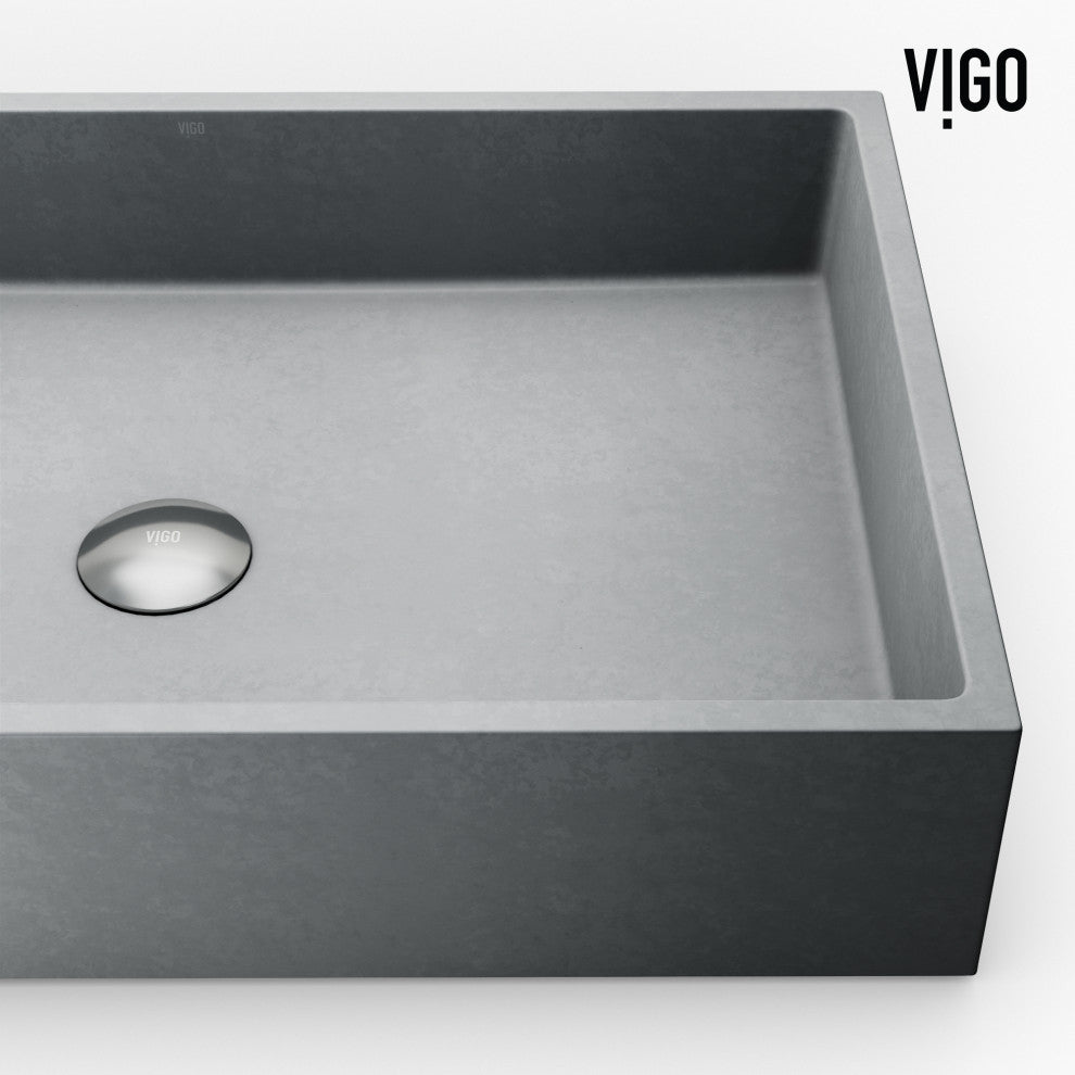 VIGO Orvieto 24"L x 15"W x 5"H Concreto Stone Rectangular Bathroom Vessel Sink