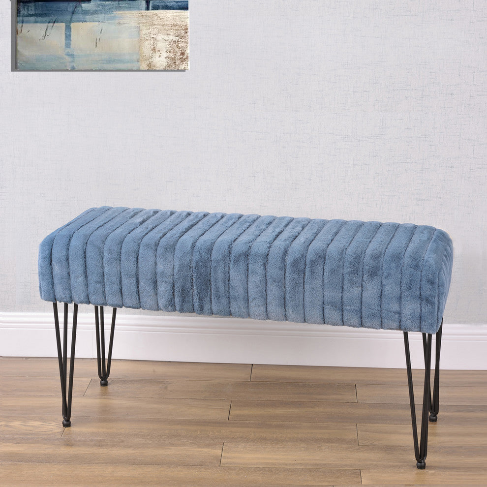 Serenta Super Mink Ottoman, Blue Mirage, 46''x16''x22''