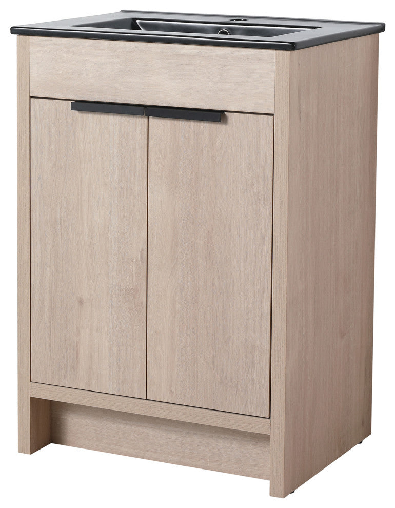 24 Inch Plywood Freestanding Bathroom Vanity With Doors and Adjustable Shelf