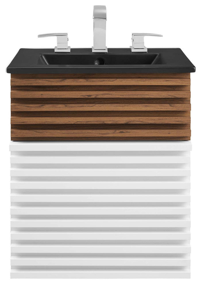 Render 18" Wall-Mount Bathroom Vanity, White Walnut White