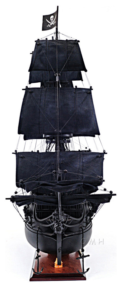 Old Modern Handicrafts T295B Black Pearl Pirate Ship Large Floor Display Case