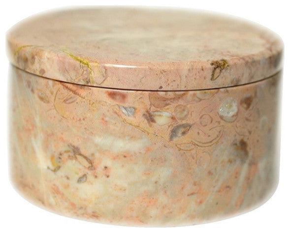 Polished Marble Bathroom Jar, Light Pink