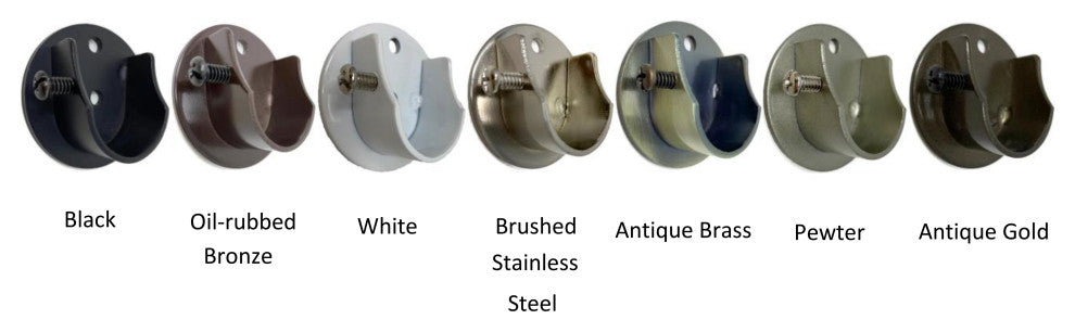 Inside Mount Brackets for 7/8"-1" Rods, Black, Set of 2, Pewter
