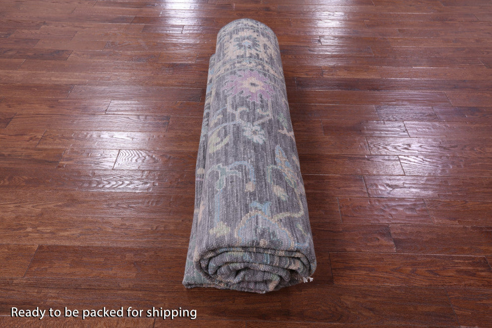 9' 3" X 12' 2" Hand-Knotted Turkish Oushak Wool Rug - Q13387