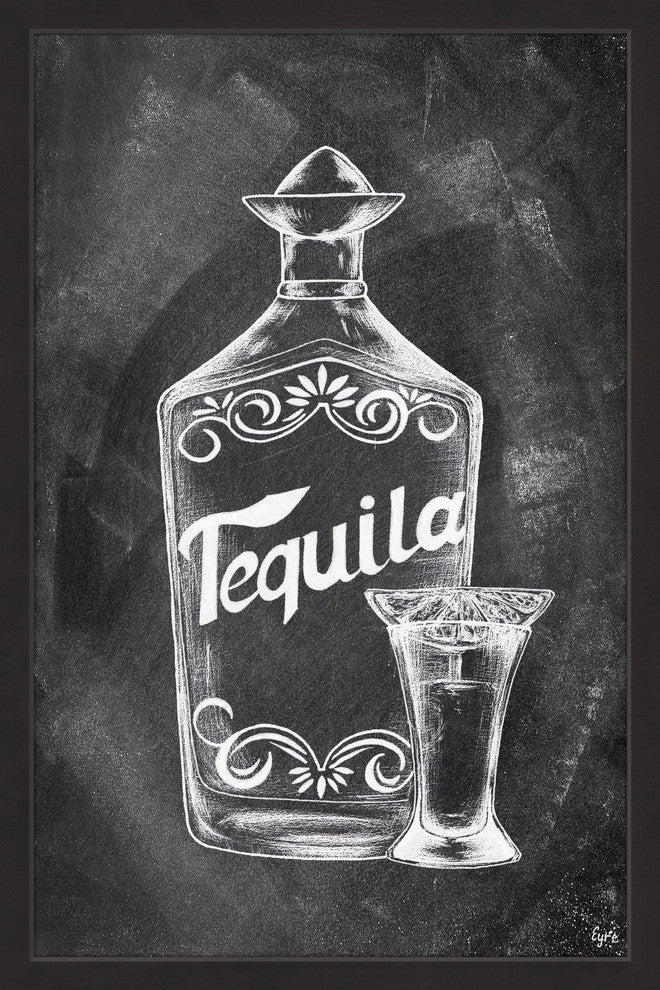 "Tequila Bottle" Framed Painting Print, 12"x18"