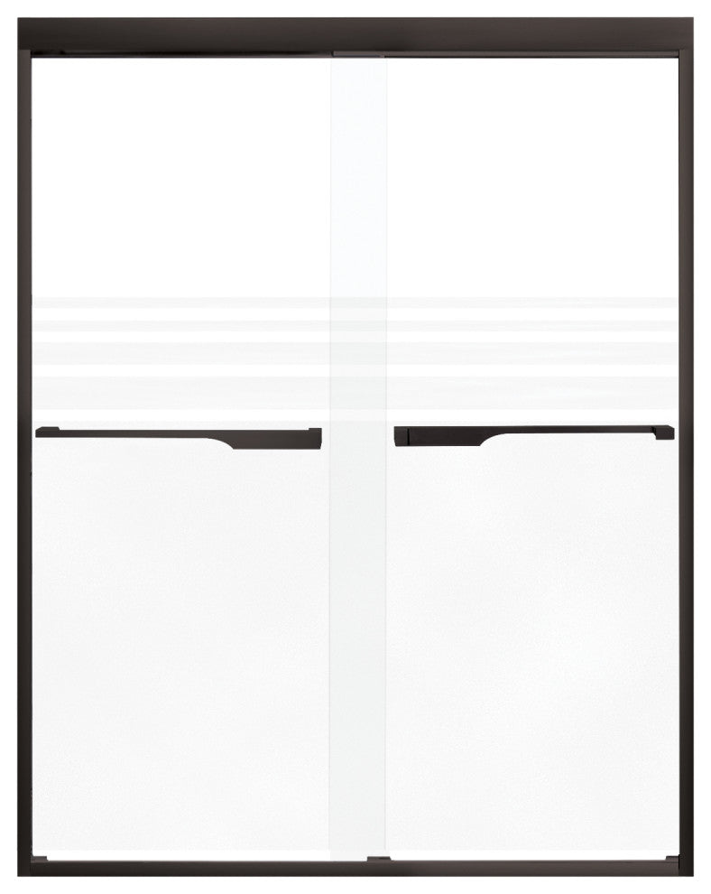 Frederick 47 in. W x 70 in. H Shower Door in Matte Black with Frosted Glass