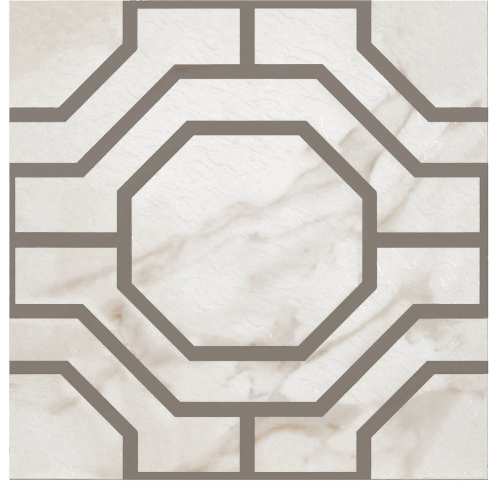 PowerSellerUSA Self-Stick Vinyl Modern Geometric 20-Pcs 1.5mm Thick Tiles 12"