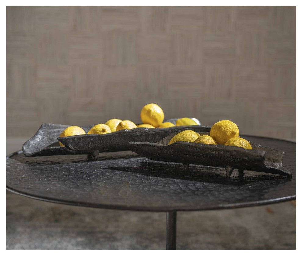 Uttermost 17593 Caryn 20-7/8"W Aluminum Trays - Set of 2 - Black Nickel