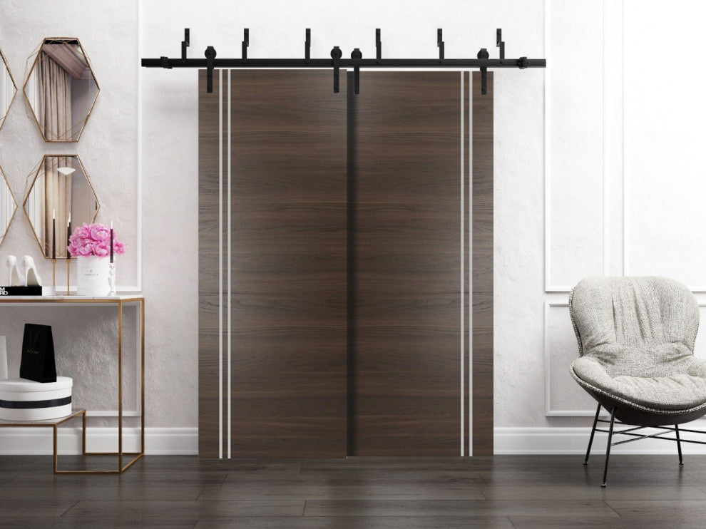Slab Barn Door Panel 18x84 | Planum 0310 Chocolate Ash with | Sturdy F