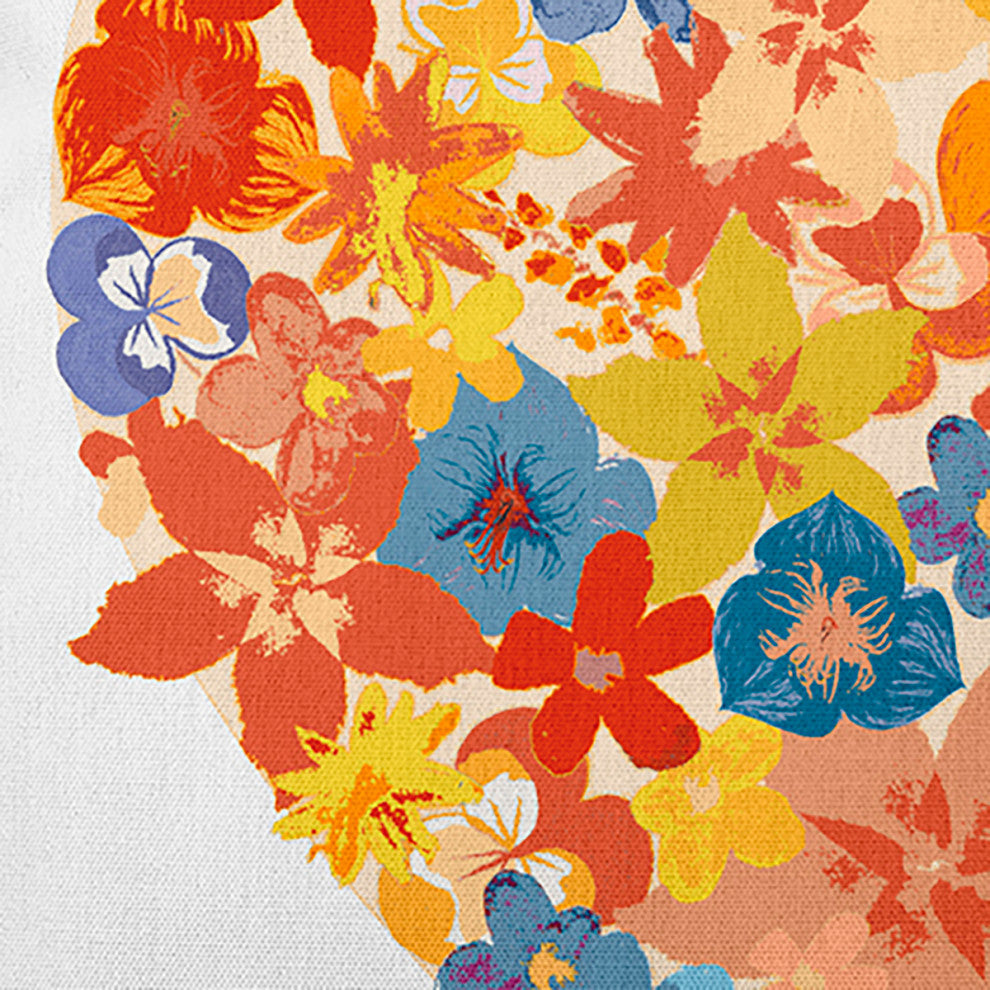 Flowery Heart Decorative Throw Pillow, Orange, 20"x20"