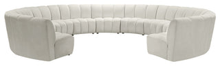 Infinity Channel Tufted Velvet Modular Chair, Cream, 11 Piece