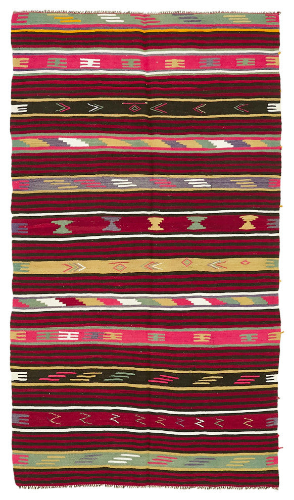 Rug N Carpet - Handmade Turkish 5' 4'' x 9' 6'' Vintage Goat Hair Kilim Rug