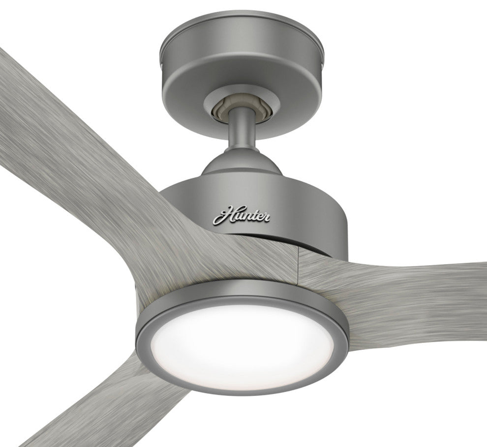 Hunter 72" Park View Matte Silver Damp Ceiling Fan With LED Light Kit and Remote