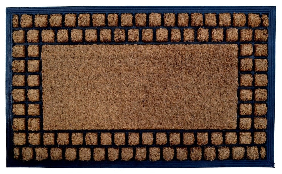 Checker Border Coir Brush Mat