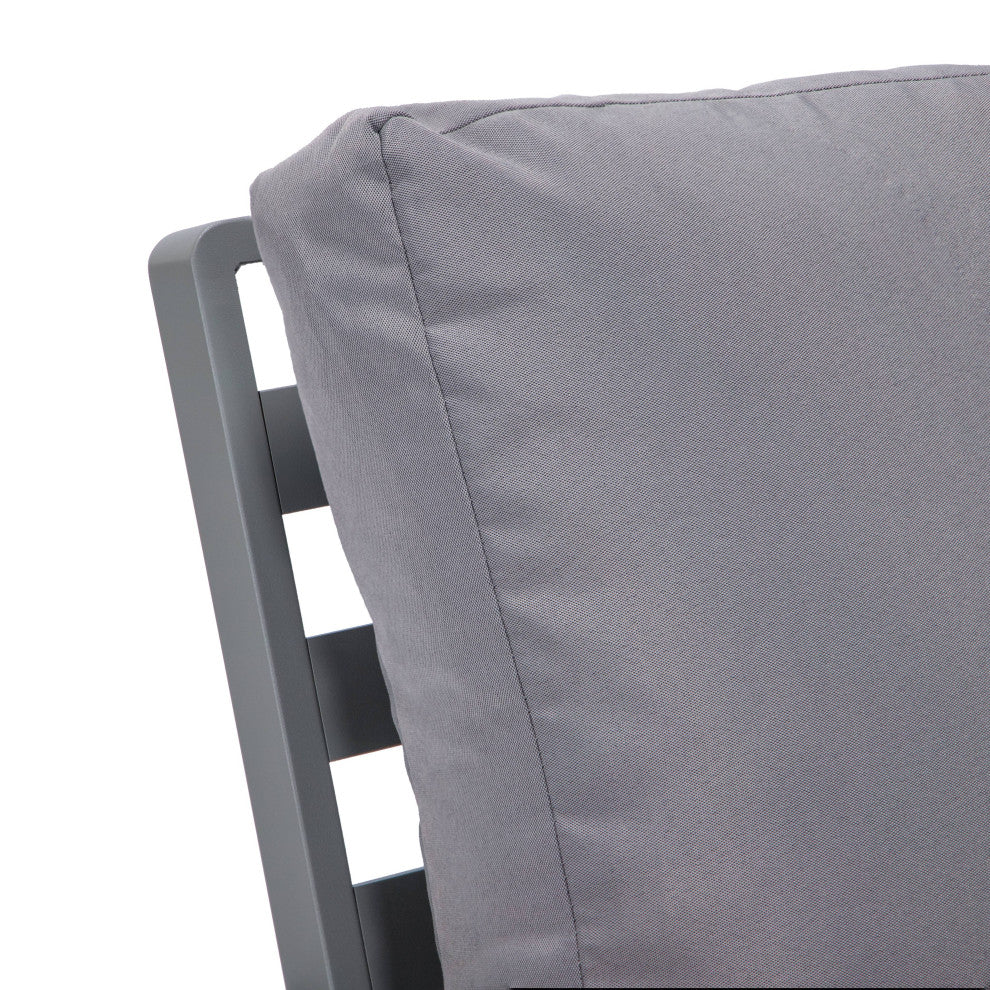 LeisureMod Walbrooke 3-Piece Patio Set With Gray Aluminum Frame and Cushions, Grey