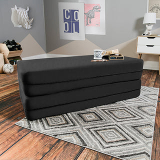 Zipline Big Kids Modular Sofa and Ottoman, Black