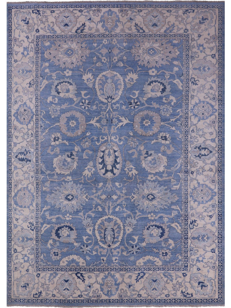 9' 9" X 13' 4" White Wash Peshawar Handmade Wool Rug Q9538