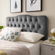 Contemporary Modern Full Size Tufted Headboard, Velvet Fabric, Grey Gray
