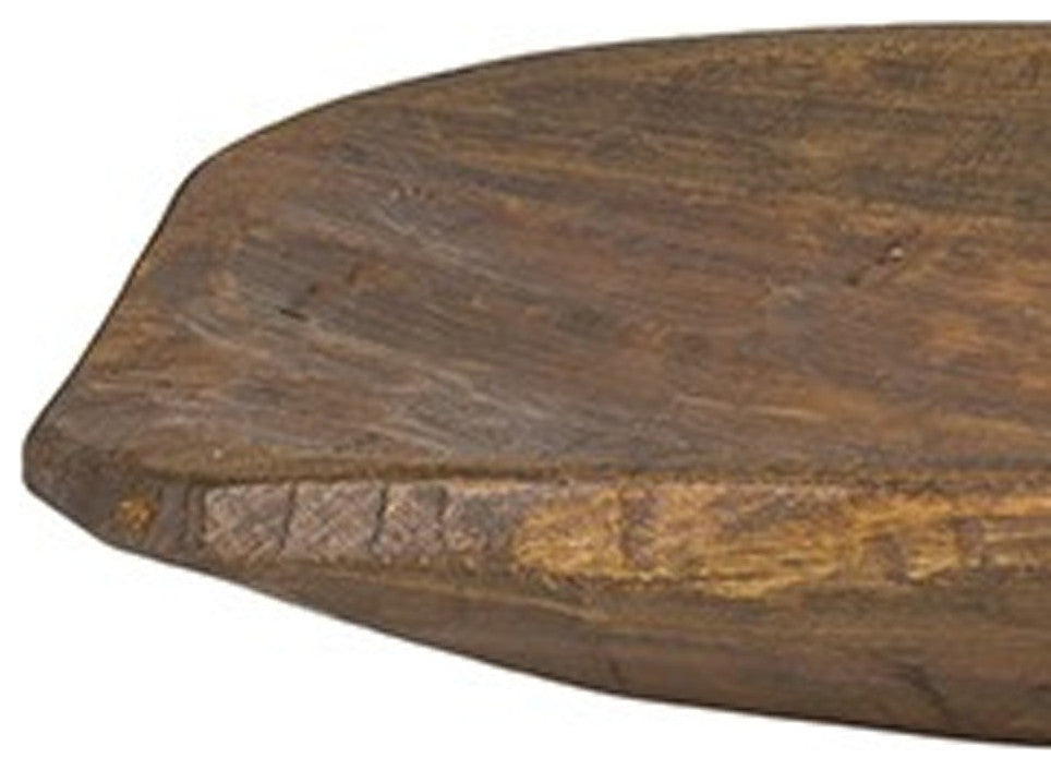 Rustic Brown and Natural Handcarved Wide Oval Centerpiece Bowl
