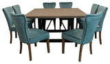 Felix 9-Piece Dining Set, 60" Dining Table With 8 Clive Side Chairs, Teal
