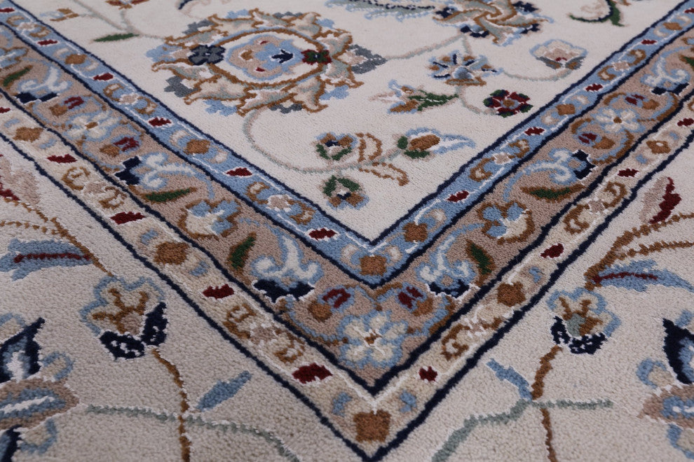 Persian Nain Wool and Silk Hand-Knotted Rug 7' 11" X 10' 4" Q9306