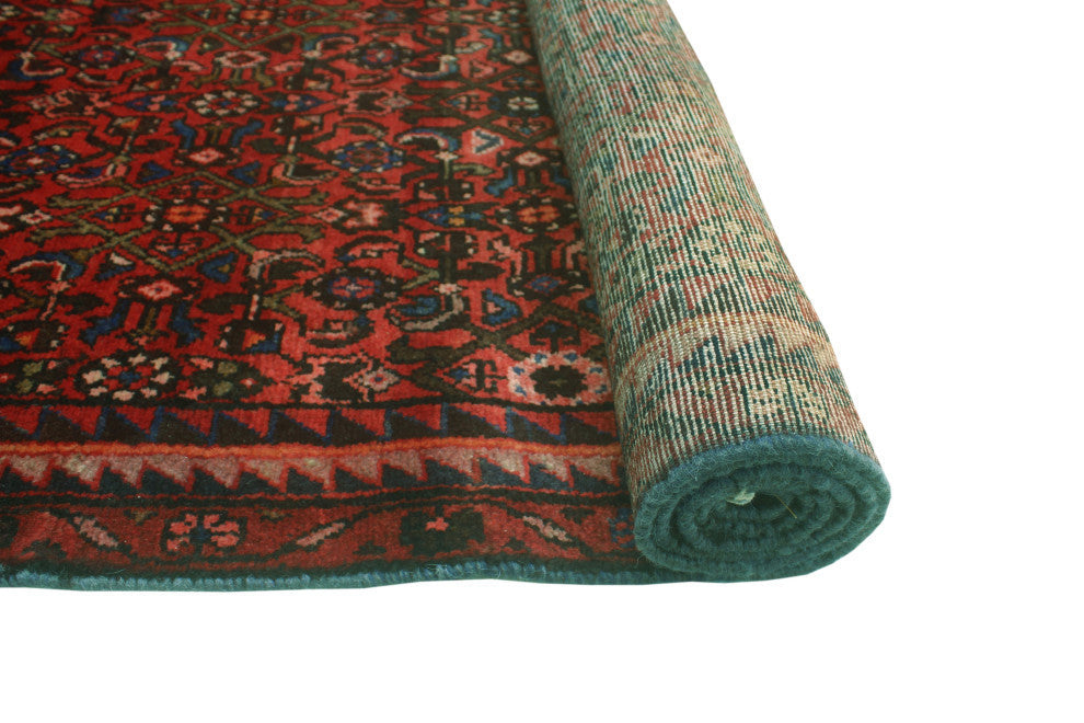 Fine Vintage Distressed Yorgelis Rust/Charcoal Runner, 4'6x9'6