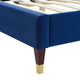 Tufted Platform Bed Frame, Twin Size, Velvet, Blue Navy, Modern Contemporary
