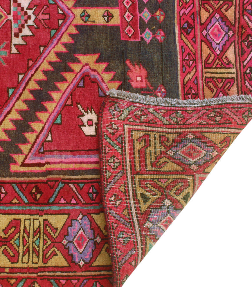 Fine Vintage Distressed Adairis Red/Charcoal Runner, 4'9x10'6