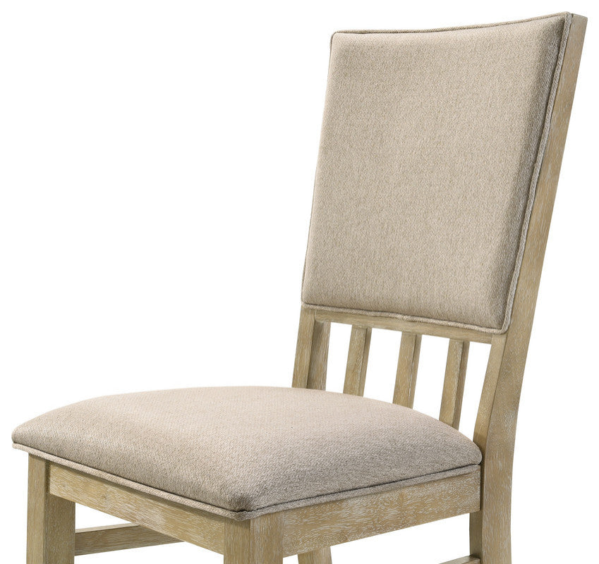 Brutus Walnut 5 Piece 47"W Round Dining Set, Wheat Colored Fabric Chairs
