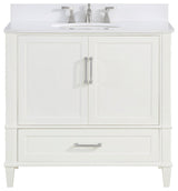 Montauk Bathroom Vanity, Pure White With White Quartz, 36"