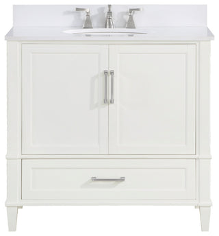 Montauk Bathroom Vanity, Pure White With White Quartz, 36"