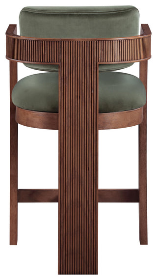 Sacha Upholstered Bar and Counter Stool, Green, Velvet, Brown