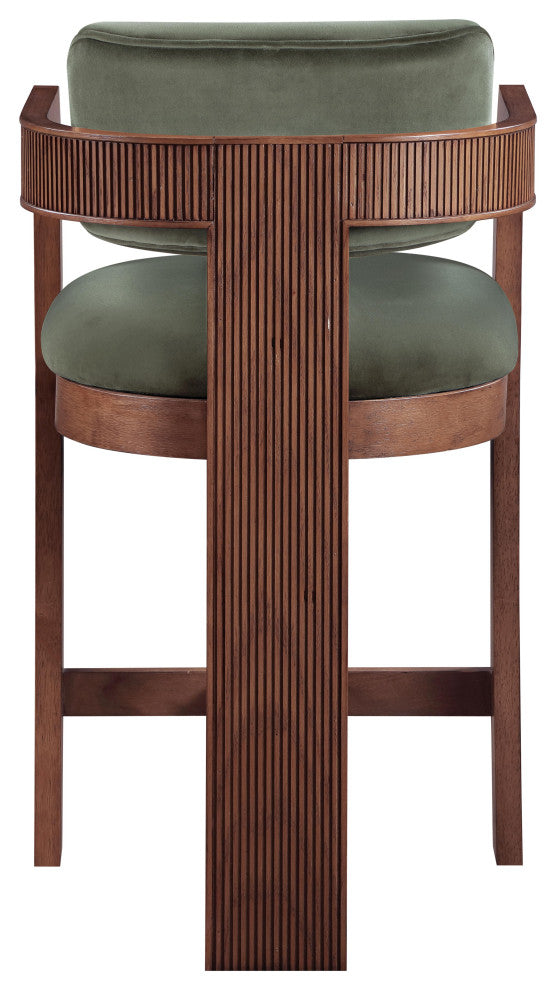 Sacha Upholstered Bar and Counter Stool, Green, Velvet, Brown