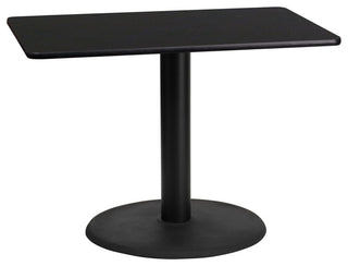 24'' x 42'' Rectangular Black Laminate Table Top with 24'' Round Base