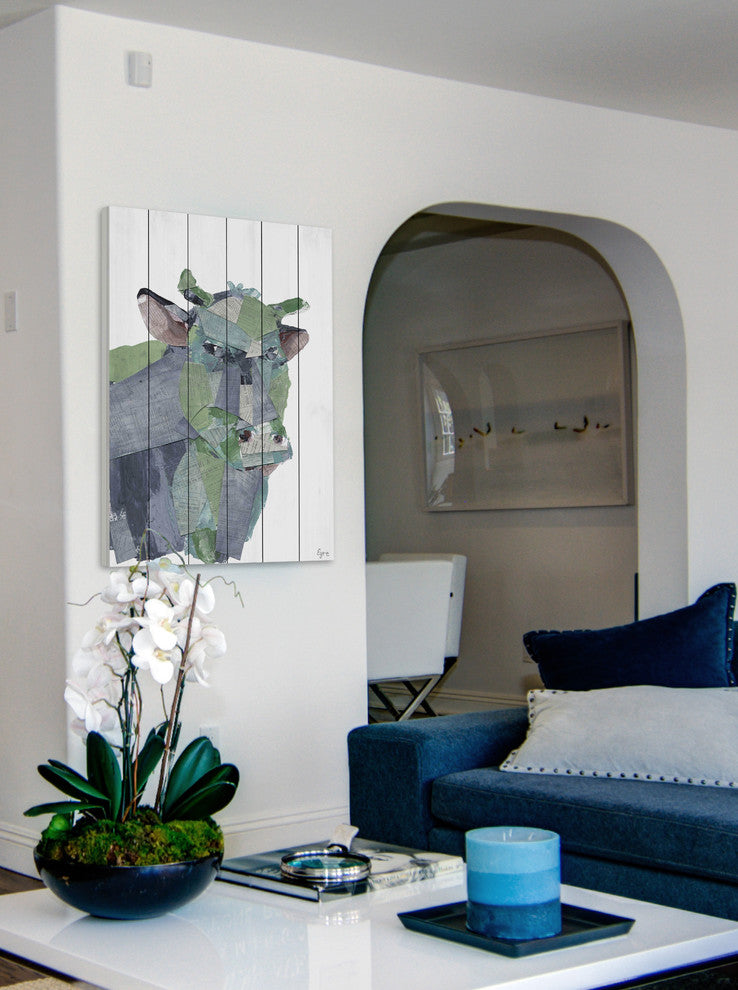 "La Vaca" Painting Print on White Wood, 24"x36"