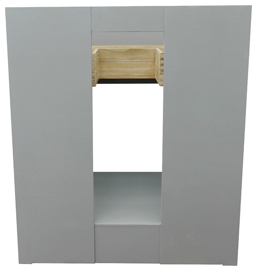 30" Single Vanity, Gray Ash, White Engineered Stone Top, Oval Sink