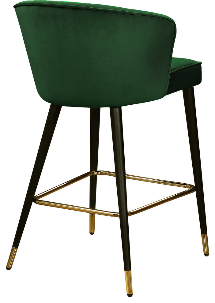 Cassie Velvet Upholstered Stool, Set of 2, Green